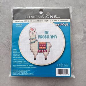 Dimensions Cross Stitch Kit No Probllama Llama with 6" Hoop NEW Unopened